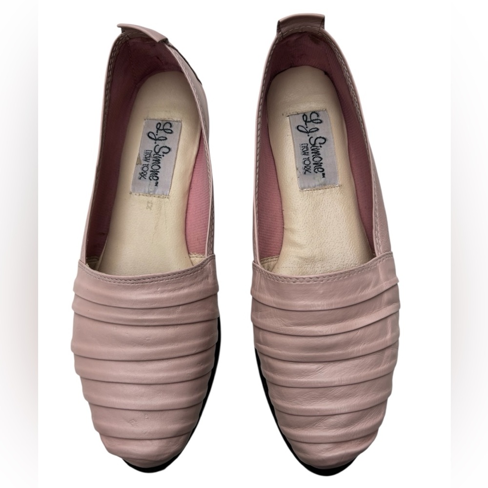 Vintage LJ Simone Blush Pink Leather Pleated Flats